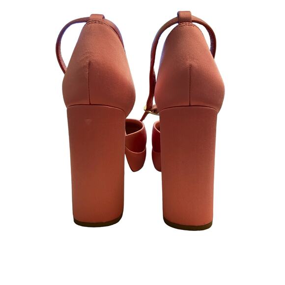 Loeffler Randall Selina Satin Closed Toe Ankle Strap Platforms Bubblegum Size 7B - Picture 5 of 12